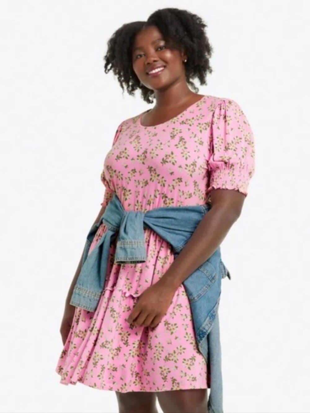 NWT Draper James Lee Ann Short Sleeve Mini Dress Magnolia Pink Floral Size Small